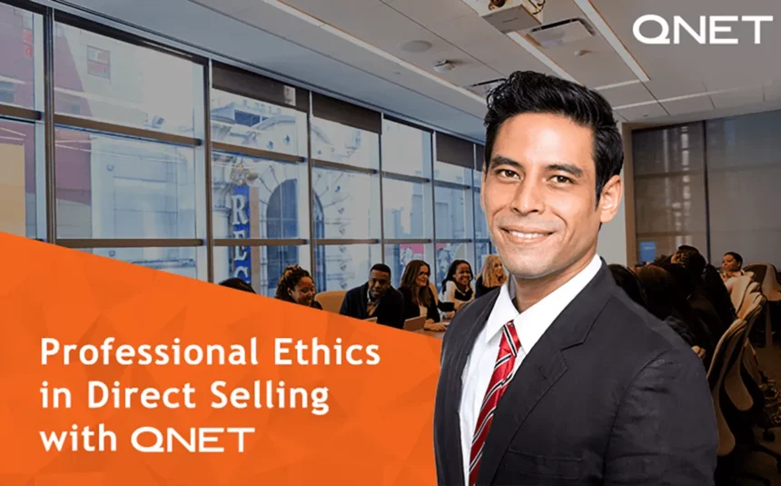 An Indian direct seller standing in a conference room following professional ethics in direct selling