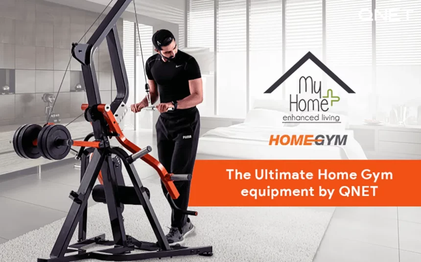 A young man using MyHomePlus HomeGym at his home.