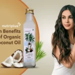 A young woman using virgin coconut oil