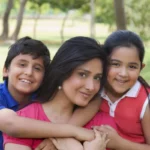 A mother with her children