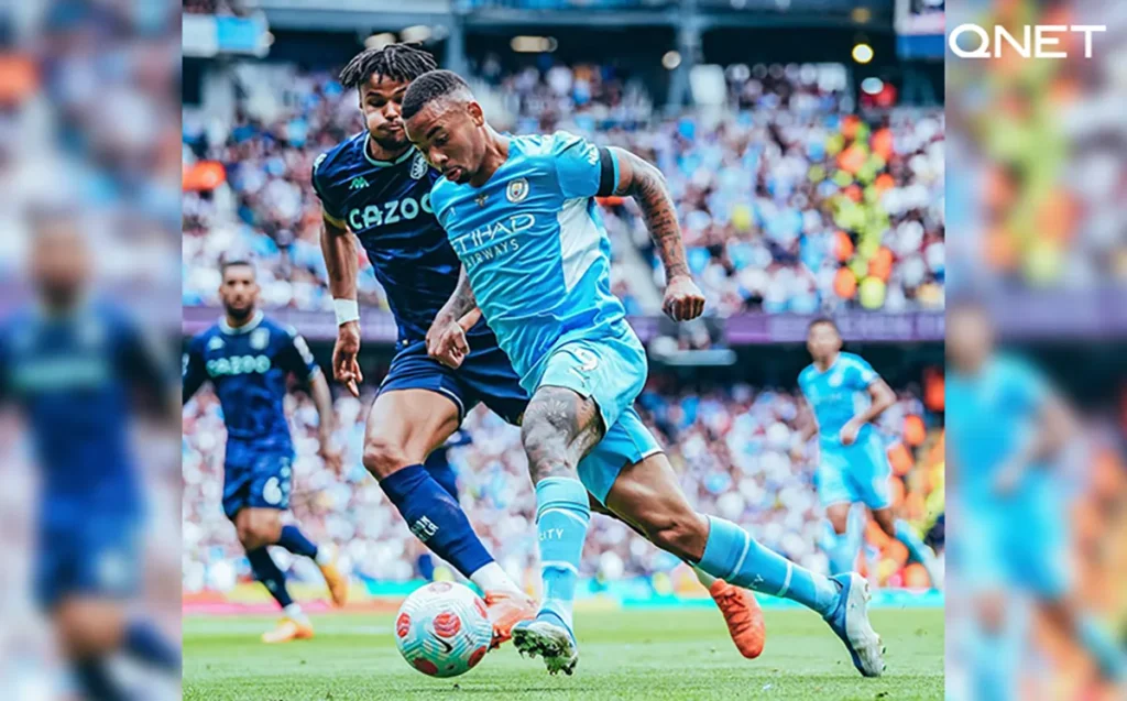 Manchester City playing against Aston Villa