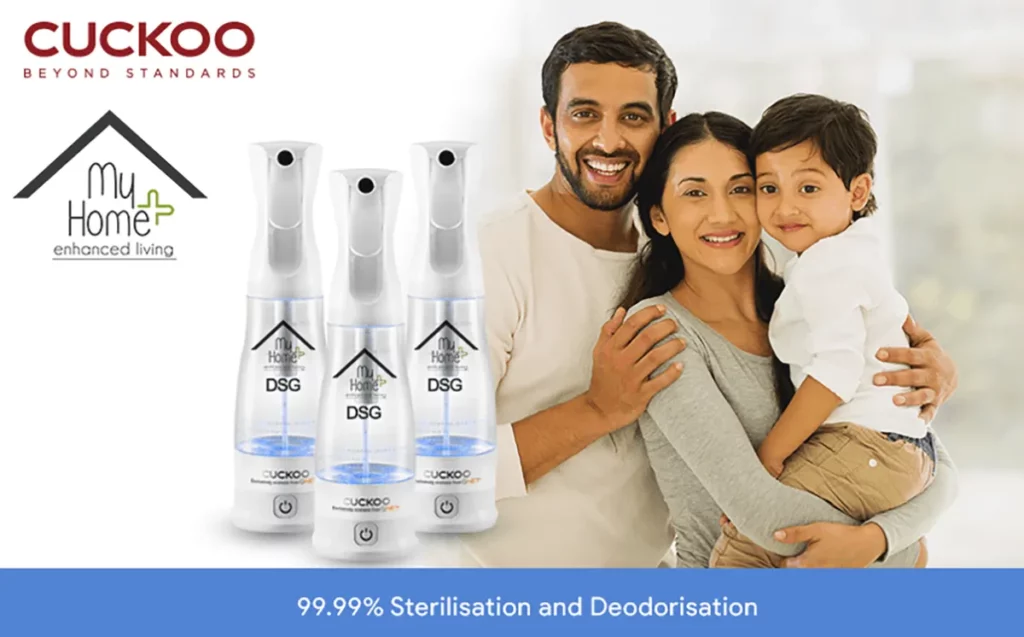 Happy Indian family at home with MyHomePlus DSG in the frame