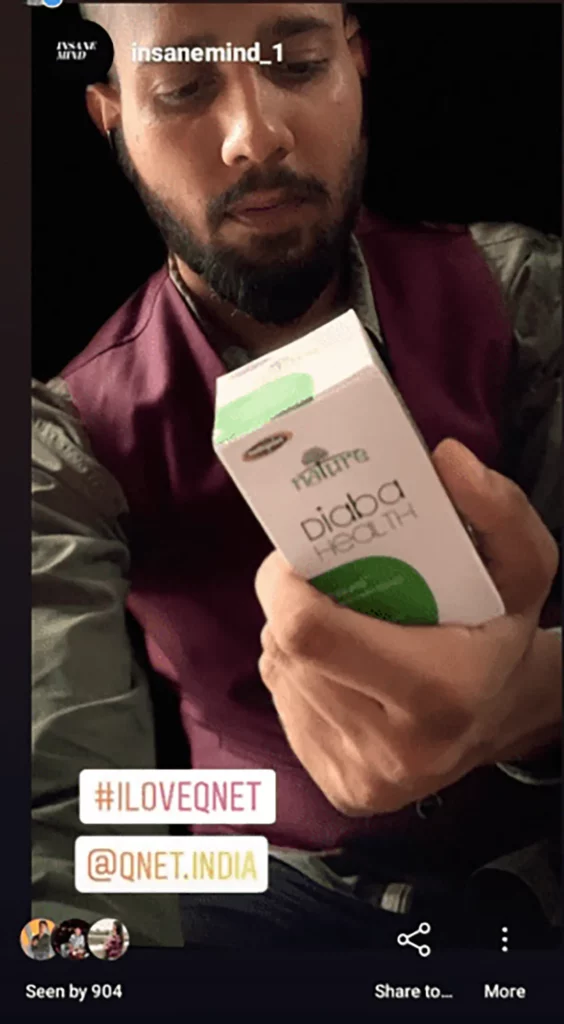 A participant of I Love QNET contest posing with DiabaHealth